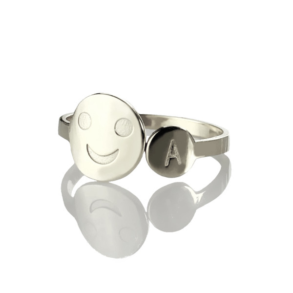 Personalised Smile Ring with Initial Sterling Silver - All Birthstone™
