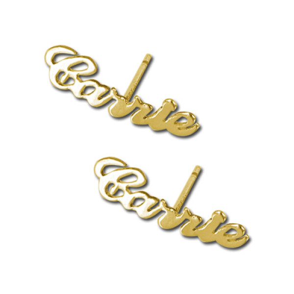 18K Gold Name Stud Earring - All Birthstone™