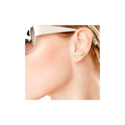 18K Gold Name Stud Earring - All Birthstone™
