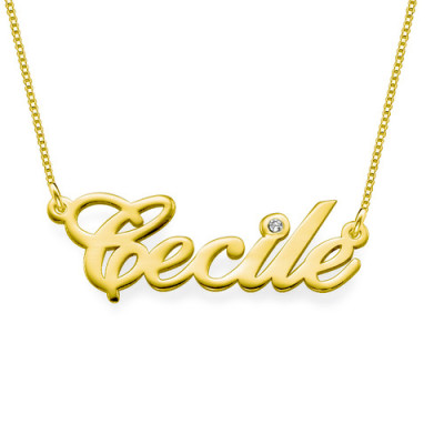18ct Gold and Diamond Name Necklace - All Birthstone™