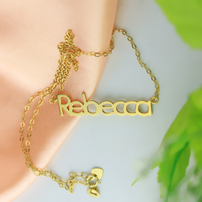 Nameplate Necklace 18ct Gold Plating "Rebecca" - All Birthstone™