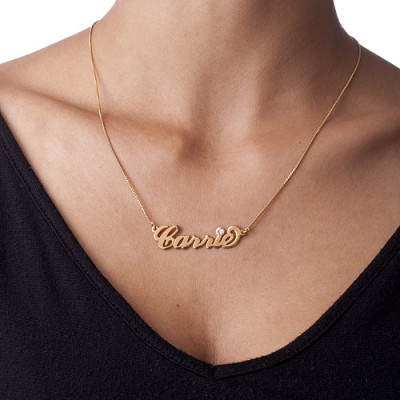 18ct Gold-Plated Carrie Swarovski Name Necklace - All Birthstone™