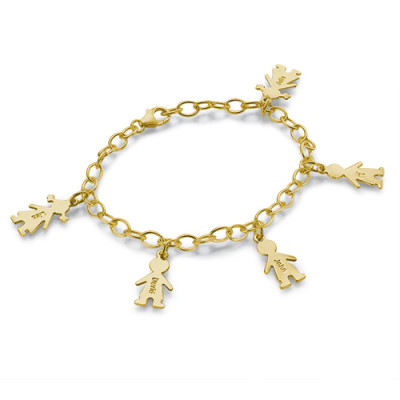18ct Gold Plated Silver Engraved Kids Bracelet - All Birthstone™