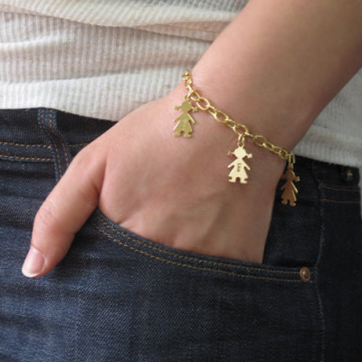 18ct Gold Plated Silver Engraved Kids Bracelet - All Birthstone™