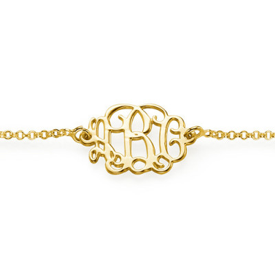 18ct Gold Plated Silver Monogram Bracelet/Anklet - All Birthstone™
