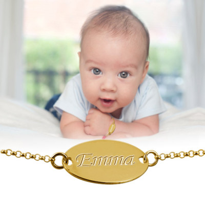 18ct Gold-Plated Silver Personalised Baby Bracelet/Anklet - All Birthstone™