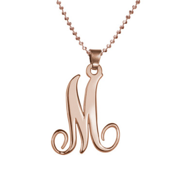 18ct Rose Gold Plated Single Initial Necklace - All Birthstone™
