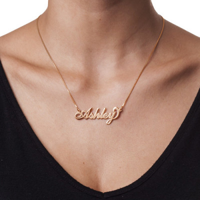 18ct Rose Gold Plated Silver Name Necklace - All Birthstone™
