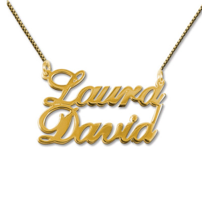 18ct Gold-Plated Silver Two Names Pendant Necklace - All Birthstone™