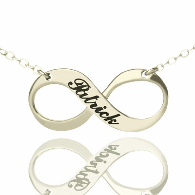 Engraved Name Infinity Necklace Sterling Silver - All Birthstone™