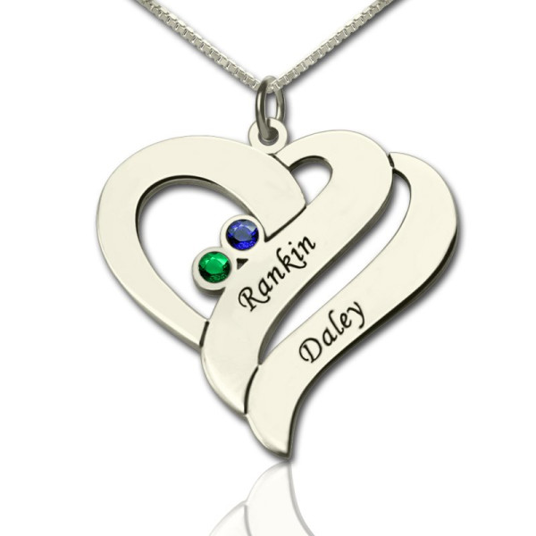 Two Hearts Forever One Necklace Sterling Silver - All Birthstone™