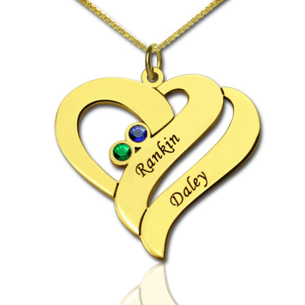 Two Hearts Forever One Love Necklace 18ct Gold Plated - All Birthstone™