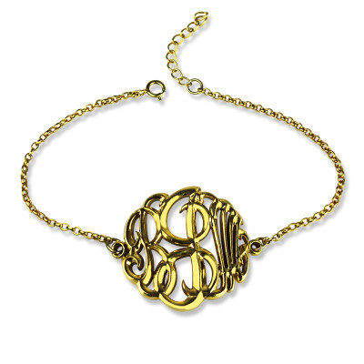 Personalised Monogrammed Bracelet Hand-painted 18ct Gold Plated - All Birthstone™