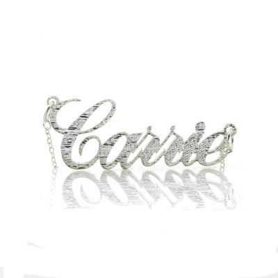 Carrie Silver Glitter Acrylic Name Necklack - All Birthstone™