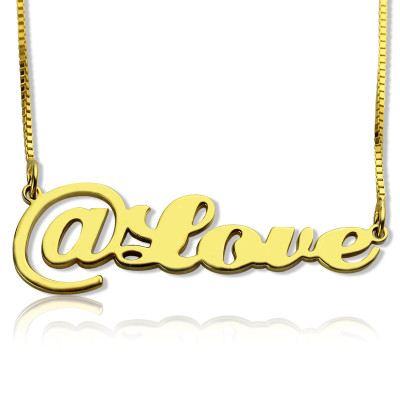 Twitter At Symbol Name Necklace 18ct Gold Plated - All Birthstone™