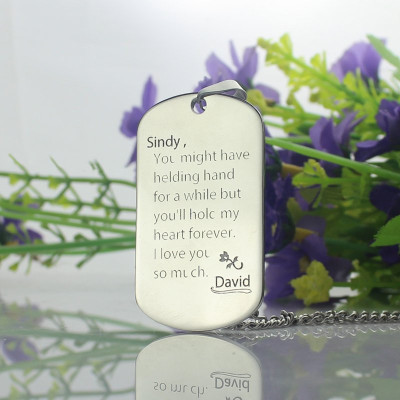 Man's Dog Tag Love and Family Theme Name Necklace - All Birthstone™