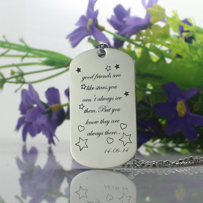 Best Friends Gift Dog Tag Name Necklace - All Birthstone™