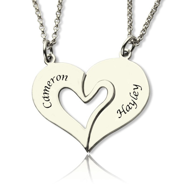 Personalised Breakable Heart Name Necklace for Couples Silver - All Birthstone™