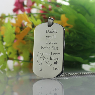 Father's Love Dog Tag Name Necklace - All Birthstone™