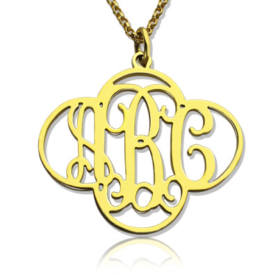 Personalised Cut Out Clover Monogram Necklace 18ct Gold Plated - All Birthstone™