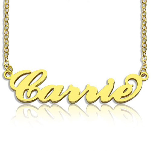 Personalised Carrie Name Necklace 18ct Gold Plated - All Birthstone™