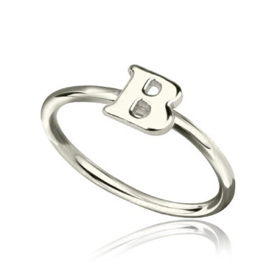 Personalised Women's Midi Initial Ring Sterling Silver - All Birthstone™