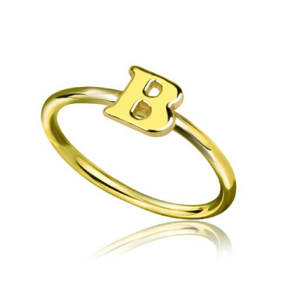 Custom Midi Initial Letter Ring 18ct Gold Plated - All Birthstone™