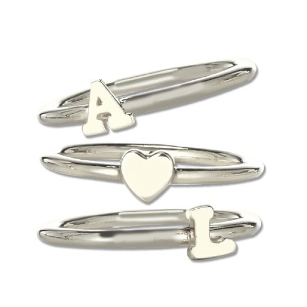 Stackable Midi Initial Ring Sterling Silver - All Birthstone™