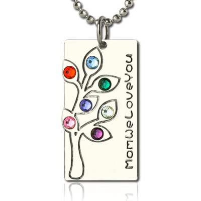 Birthstone Mother Family Tree Necklace Gifts Sterling Silver  - All Birthstone™