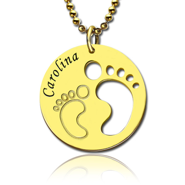 Cut Out Baby Footprint Pendant 18ct Gold Plated - All Birthstone™