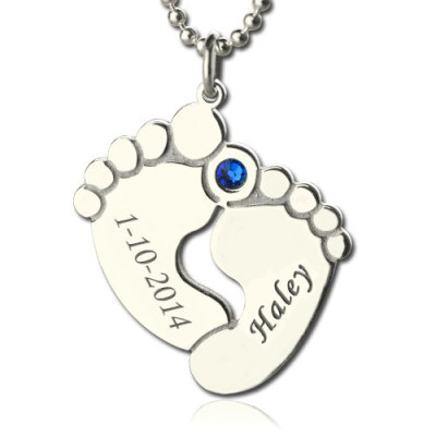 Memory Baby's Feet Charms with Birthstone Sterling Silver  - All Birthstone™