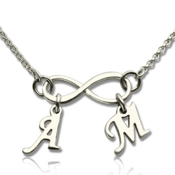 Personalised Infinity Necklace Double Initials Sterling Silver - All Birthstone™