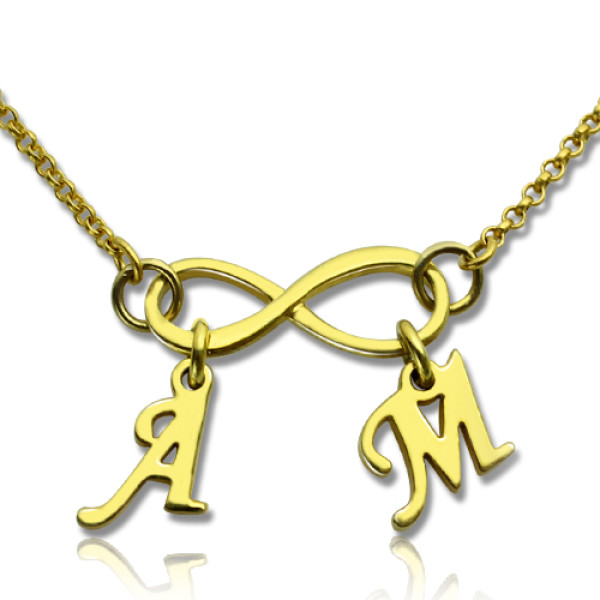 Infinity Pendant Double Initial 18ct Gold Plated - All Birthstone™