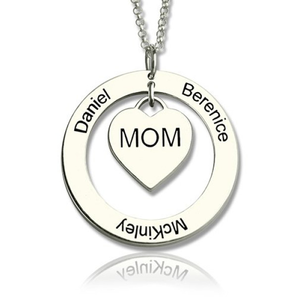 Family Names Necklace For Mom Sterling Silver - All Birthstone™