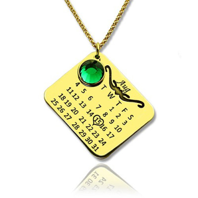 Birth Day Gifts - Birthday Calendar Necklace 18ct Gold Plated - All Birthstone™