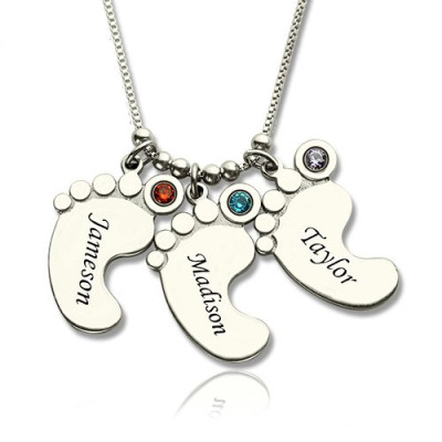 Baby Feet Charm Necklace for Mom - All Birthstone™