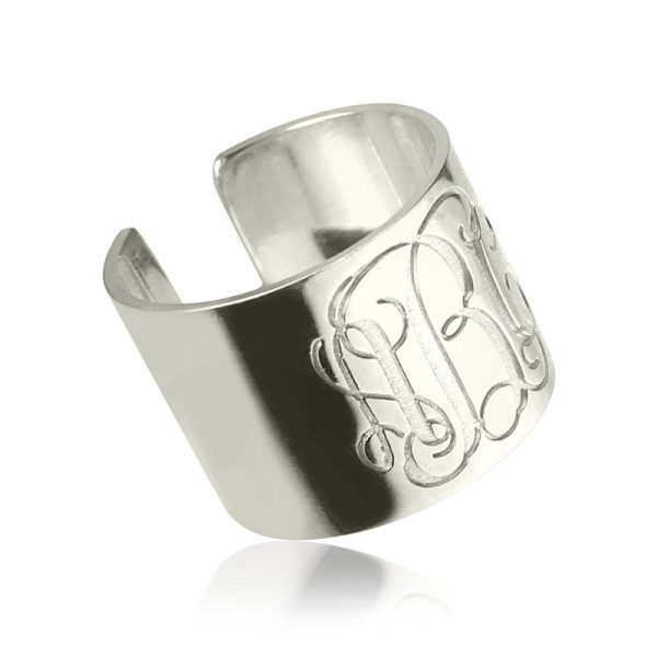 Personalised Monogram Cuff Ring Sterling Silver - All Birthstone™