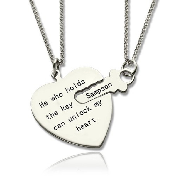Key and Heart Necklaces Set For Couple - All Birthstone™