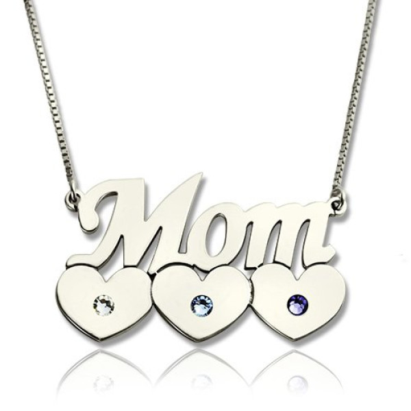Mother Necklace With Children Birthstone Silver  - All Birthstone™