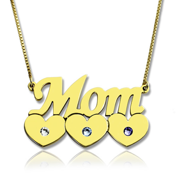Moms Necklace With Children Birthstone In 18ct Gold Plated  - All Birthstone™