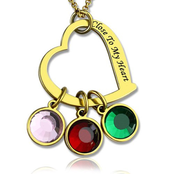 Personalised Close to My Heart Necklace 18ct Gold Plated - All Birthstone™