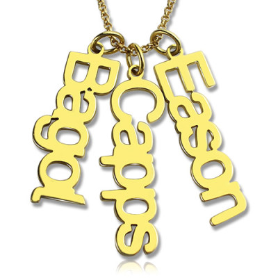 Customised Vertical Multiable Names Necklace 18ct Gold Plated - All Birthstone™