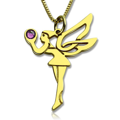 Fairy Birthstone Necklace for Girlfriend 18ct Gold Plated Silver 925  - All Birthstone™