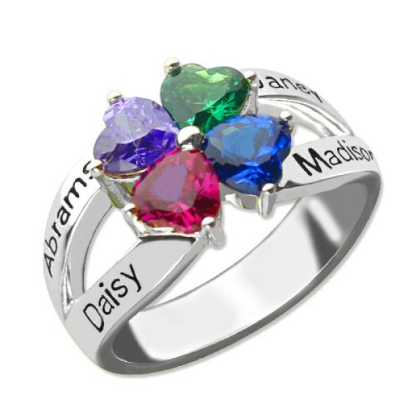 Personalised Mothers Name Ring with Birthstone Sterling Silver  - All Birthstone™