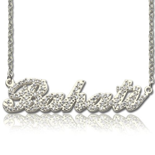 Sterling Silver Full Birthstone Carrie Name Necklace  - All Birthstone™