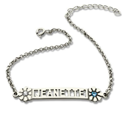 Personalised ID Birthstone Name Bracelet For Teens  - All Birthstone™