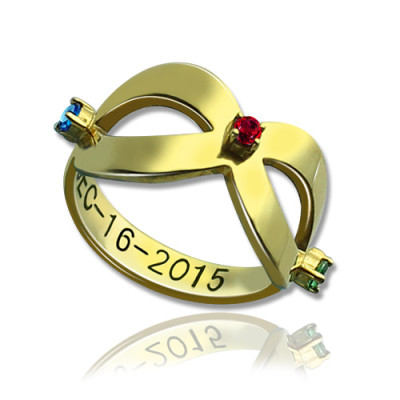 18ct Gold Plated Engraved Infinity Birthstone Ring  - All Birthstone™