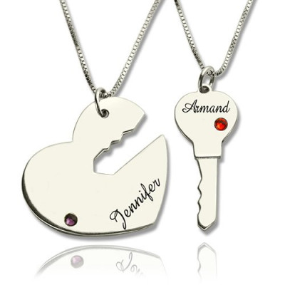Key to My Heart Name Pendant Set For Couple - All Birthstone™