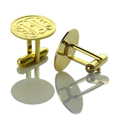 Engraved Cufflinks with Monogram 18ct Gold Plated - All Birthstone™