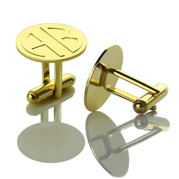 Cufflinks for Men with Block Monogram 18ct Gold Plated - All Birthstone™